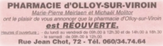 Publicité de l'ouverture de la Pharmacie